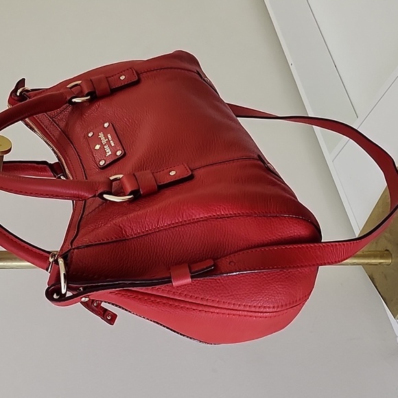 Kats Spade Red Leather Satchel With Strap - Picture 5 of 16